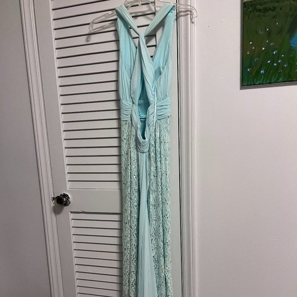 Mint Aqua Evening Prom Dress Gown - Picture 2 of 5